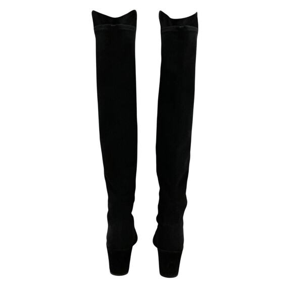 Stuart Weitzman 5050 City Block Boots Black Suede Over-the-Knee Stretch Size 7 - Picture 11 of 14